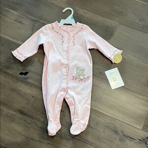 NEW Carter's Light Pink Footed One Piece with Bear Embroidery